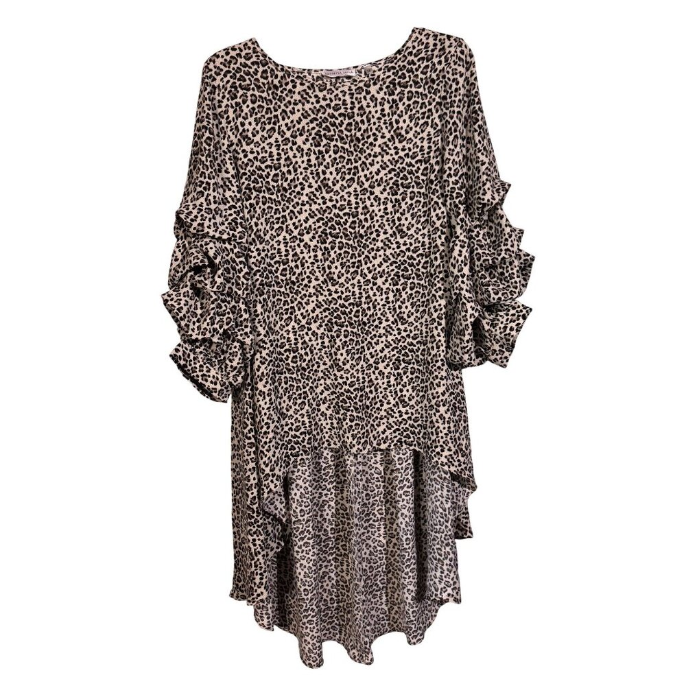 Patrizia Luca Leopard Print Ruffle Dress M high low